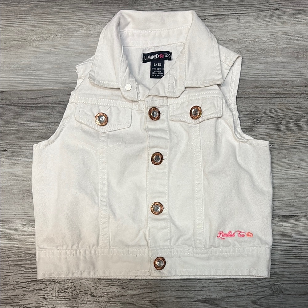 White Denim Vest with Button Details